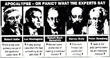 Coupure de presse informant sur la position de plusieurs hommes de science sur le rle du nomm VIH dans le SIDA.